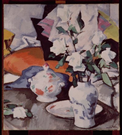 Weiße Rosen in einer Vase von Samuel John Peploe